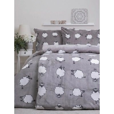 MKLozkoviny.sk obliečky mikroplyš Exclusive Ovečky Morning Yoga sivé 220x200 70x90