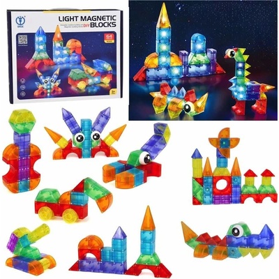 JOKO Svietiace Magnetické Kocky 3D s LED svetlom 64ks