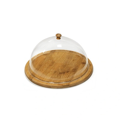 Horecano Бамбукова дъска с капак за сервиране на сирена кръгла ф29, 5см (b3010m) (0116194)