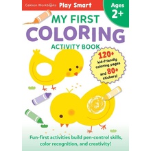 Play Smart My First Coloring Book 2+: Preschool Activity Workbook with 80+ Stickers for Children with Small Hands Ages 2, 3, 4: Fine Motor Skills, Col