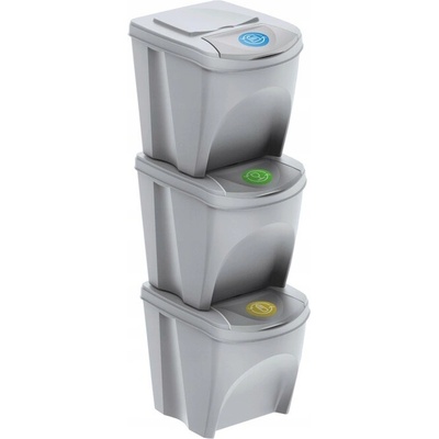 Sortibox XL, Odpadkové koše na triedenie odpadu, 3 x 25 l popolavo sivá