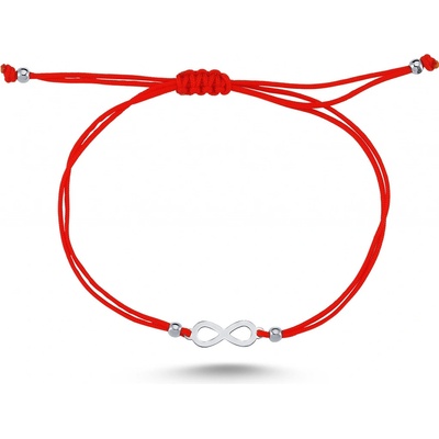 Lillian Vassago náramek s bílým nekonečnem na textilní šňůrce LLV90-NS001W Červená