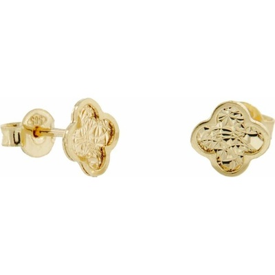 Lillian Vassago zlaté gravírované náušnice štvorlístok LLV31-GER049S Žltá