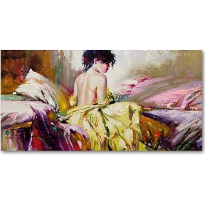 Fotoobraz sklenený na stenu do obývačky polonahá žena 100x50 cm