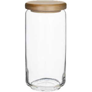 Ocean OCEAN-Стъклен буркан с дървен капак 1000ml Ø9.2xh19.3cm (5B02536G0001) (011445)