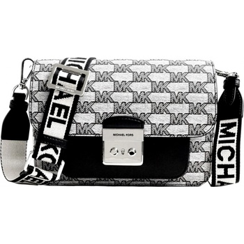 Michael Kors crossbody kabelka Sloan flap messenger black silver černá