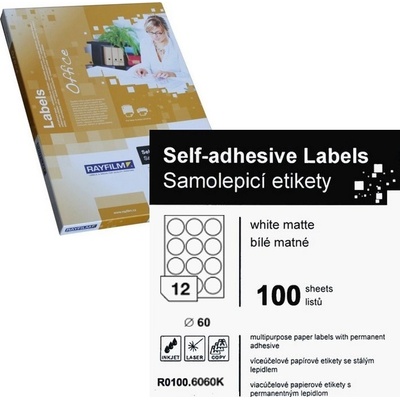 Rayfilm R0100.6060KA samolepící kulaté 60mm bílé 100 listů