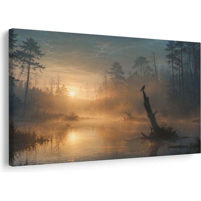 Obraz mlžné ráno nad jezerem - 120x80