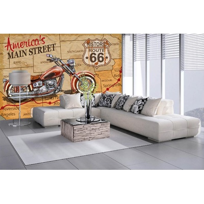 DIMEX ART Самозалепваща се флизелинова фототапета плакат с мотоциклет на route 66 375 x 250 см