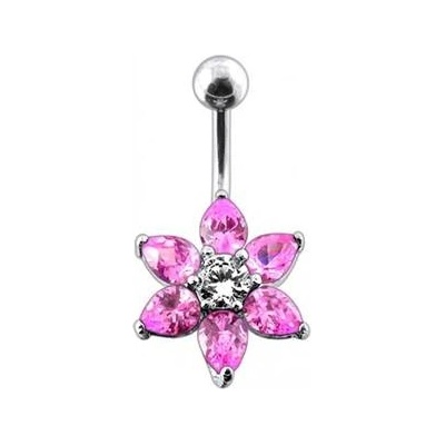 Šperky4U stříbrný piercing do pupíku kytička BP01030-P