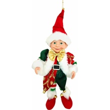 Dekorácia MagicHome, elf, textil, červeno-zelený, 14/35 cm