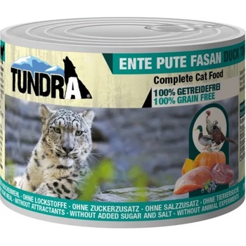 TUNDRA Cat Duck, Turkey and Pheasant - Премиум консервирана храна за израснали котки, без зърно , с патешко, пуешко и фазан, 2 броя х 200 гр
