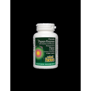 Natural Factors Papaya Enzymes with Amylase and Bromelain - Папая ензими с амилаза и бромелаин, 60 дъвчащи таблетки Natural Factors (1748 NF)