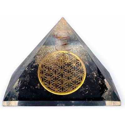 Phoenix křišťálová turmalínová pyramida Květ života 7 x 7 x 6 cm