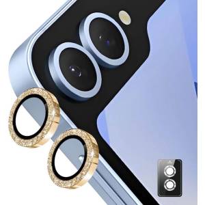 GKK Протектор за Камерата на Samsung Z Flip 7, Cam Lens Glitter Glass, Златист (5966040240132)