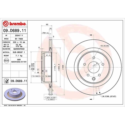 BREMBO Brzdový kotúč 09.D689.11