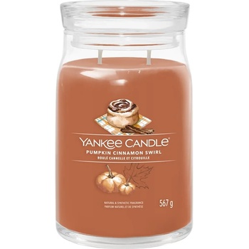 Yankee Candle Pumpkin Cinnamon Swirl голяма свещ с надпис 567 гр