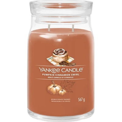 Yankee Candle Pumpkin Cinnamon Swirl голяма свещ с надпис 567 гр