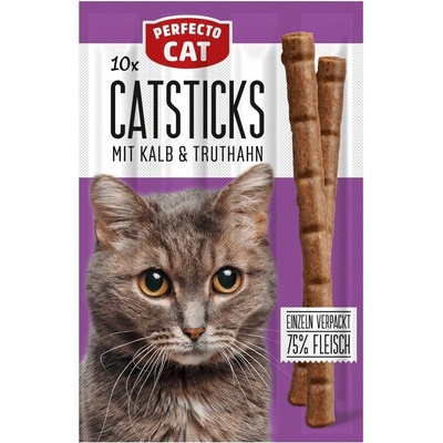 PERFECTO Cat Sticks - 10 броя саламени пръчици за котки с теле и пуйка, 50гр