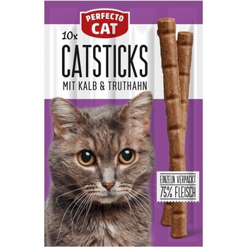 PERFECTO Cat Sticks - 10 броя саламени пръчици за котки с теле и пуйка, 50гр