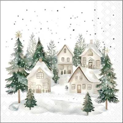 Ambiente Europe BV Servítky malé Zasnežená dedinka 25x25cm