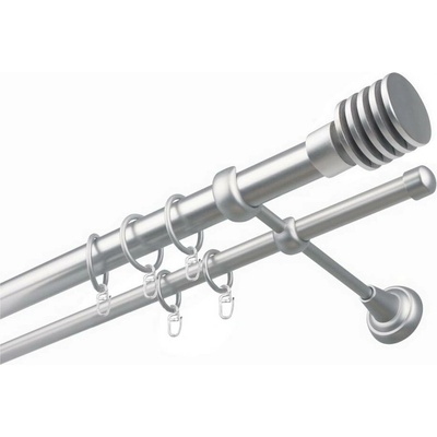 OK-GarnýžeCZ Garnýž kovová dvouřadá 25/16mm Talarki satina 110 cm do stěny / kroužky s háčkem