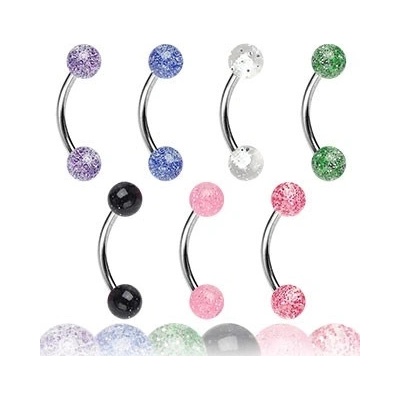Šperky eshop piercing do obočí kuličky se třpytkami W42.18 červená