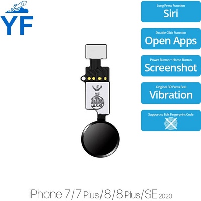 Apple iPhone 7, 7 Plus, 8, 8 Plus, SE (2020), SE (2022) - Tlačítko Domů YF (Space Gray, Black), Black