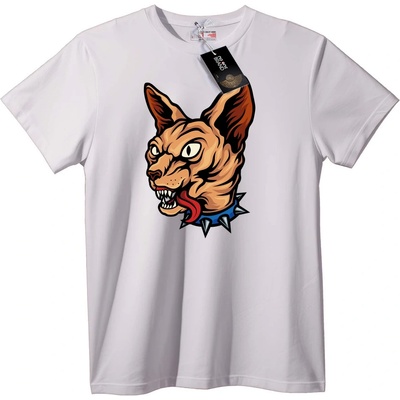 NOONEBRAND Тениска Свиреп котак с бодлив нашийник - XS, White