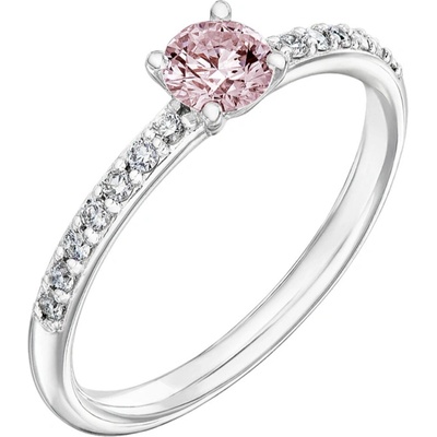 Tiami Prsten z bílého zlata s růžovým diamantem Princess RPRW23261