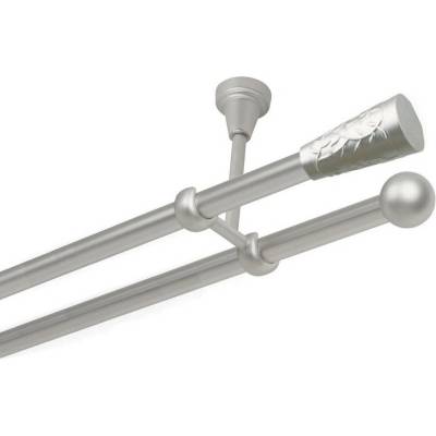 OK-GarnýžeCZ Garnýž kovová dvouřadá 19mm Sevilla satina 380 cm do stropu / na tunýlek - bez kroužků