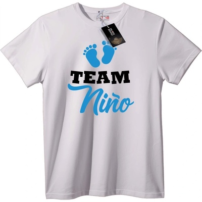 NOONEBRAND Тениска Отбор Nino с Сини Стъпки - M, White