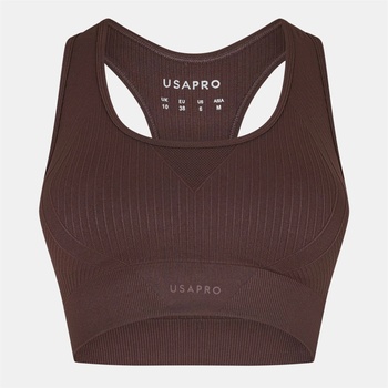 USA Pro UP Seamless Crop Sports Bra - Espresso