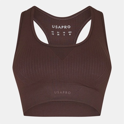 USA Pro UP Seamless Crop Sports Bra - Espresso