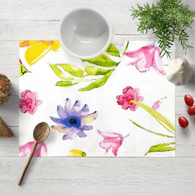 Biante Bavlněné prostírání Sandra SA-481 Žluto-růžové akvarelové květy na bílém 35x45cm