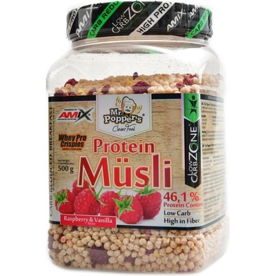 Amix Mr. Poppers Low carb Protein musli malina-vanilka 500 g – Zbozi.Blesk.cz