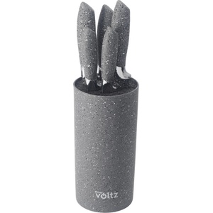 VOLTZ Комплект ножове със стойка Oliver Voltz OV51633G5, Стомана, Мраморно покритие, 6 части, Сив (5V51633G5G) - topmarket