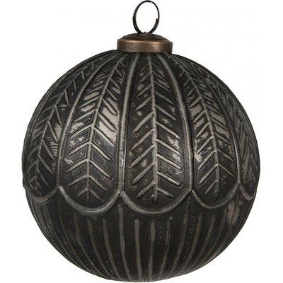 Clayre & Eef Granitová antik skleněná vánoční ozdoba koule Noirre Ø 12*12 cm