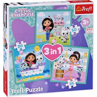 Trefl Пъзел Trefl 3 в 1 - Активният живот на Габи (34871)