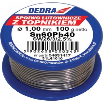 Dedra Калай за запояване с флюс, 1.0mm, 100g, 60%SN, Pb40Sn60 (31L61010)