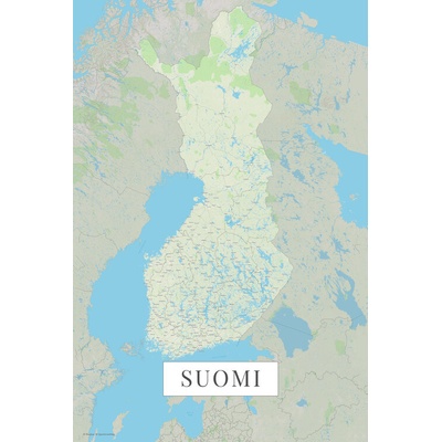 Mapa Finland color, 26.7 × 40 cm
