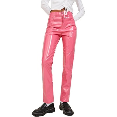 Панталони Jack & jones Berlin Slim Fit high waist pants - Pink (Carmine Rose / Detail Shiny)