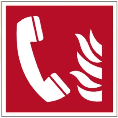 Bezpečnostní požární značení, telefon s požární signalizací – luminiscenční plast, 100×100 mm