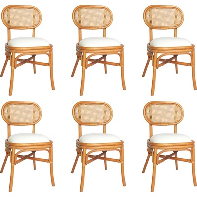vidaXL Трапезни столове, 6 бр, светлокафяви, тапицерия от лен (3071725)