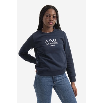 APC Памучен суичър A. P. C. Sweat Tina COEBH-F27561 MARINE в тъмносиньо с апликация (COEBH.F27561)