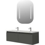 ASIR GROUP Комплект окачен долен шкаф 120 см с двойна мивка и LED огледало Asir Zen 4 тъмносив (263LVS1226)