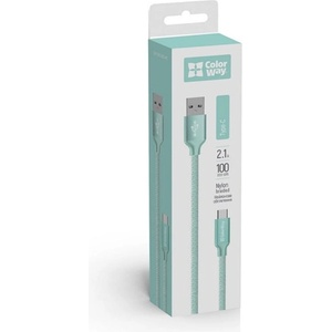 ColorWay Кабел USB Type-C 1m 2.1A ментов (CW-CBUC003-MT) (CW-CBUC003-MT)