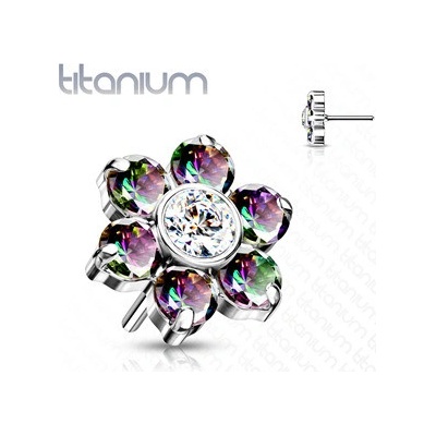 Šperky4U kytička k Push In piercing do nosu titan Vitrail Medium zirkony TIT1213-VM