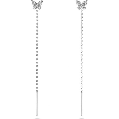 DELIS Дълги обеци, сребро от проба 925, jw967, модел пеперуда, родиево покритие (jw967)