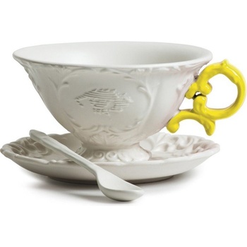Seletti Чаша за чай I-Tea с чинийка и лъжичка жълта (09858gia)